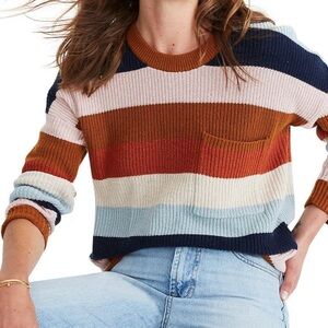 Madewell Thompson Rainbow Stripe Pocket Pullover Sweater